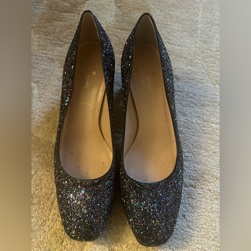 Kate spade Italian Festive Glitter pumps with block heels size 8.5
